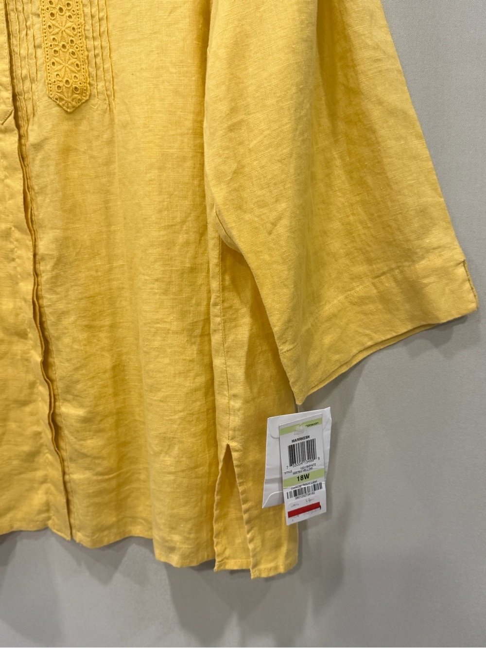 JM Collection Women’s Yellow Embroidered Tunic Top 3/4 Sleeve Size 18W NWT - Picture 6 of 14